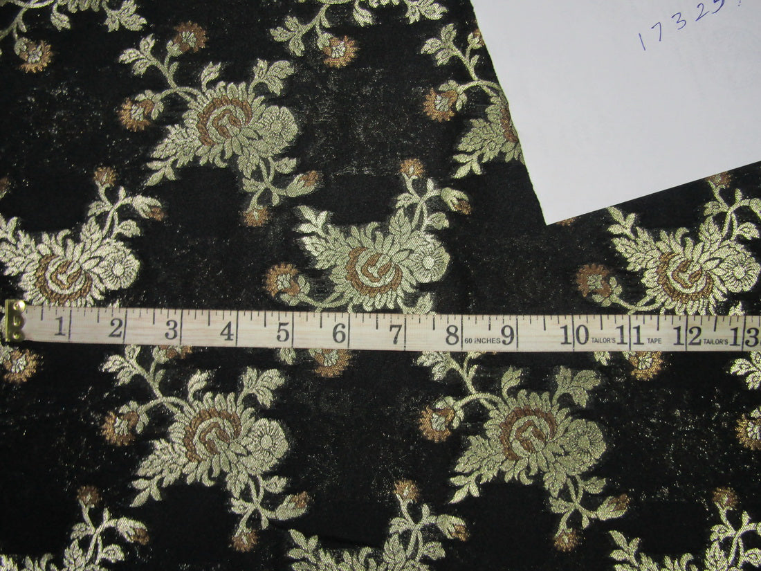 Silk Brocade fabric black x metallic gold color 44 wide BRO736[1