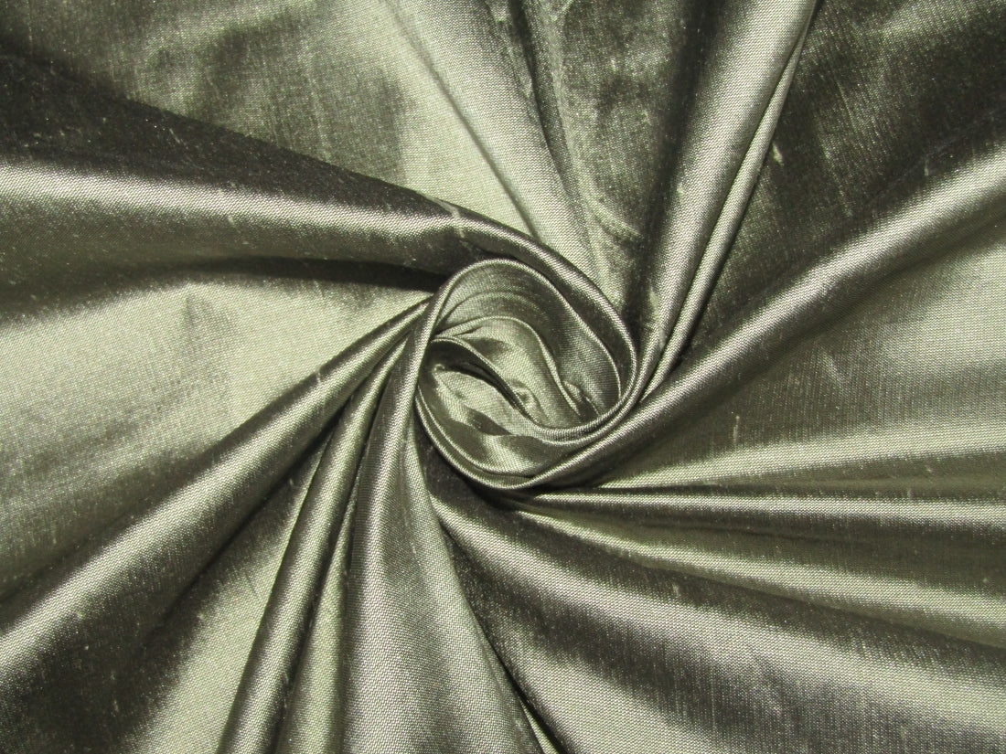 100% Pure SILK Dupioni Fabric khakhi black shot color 54" wide DUP156[2]