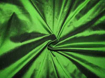 100% Pure silk dupion Fabric rich green x black color 54" wide DUP305_Roll