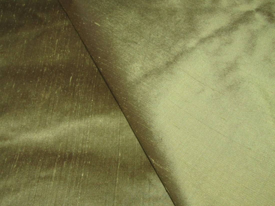 100% pure silk dupion fabric olive green x brown color 54" wide DUP150