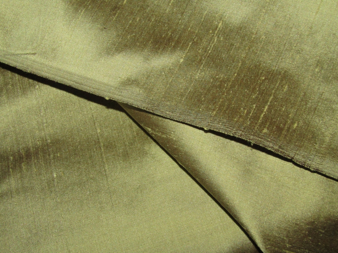 100% pure silk dupion fabric olive green x brown color 54" wide DUP150