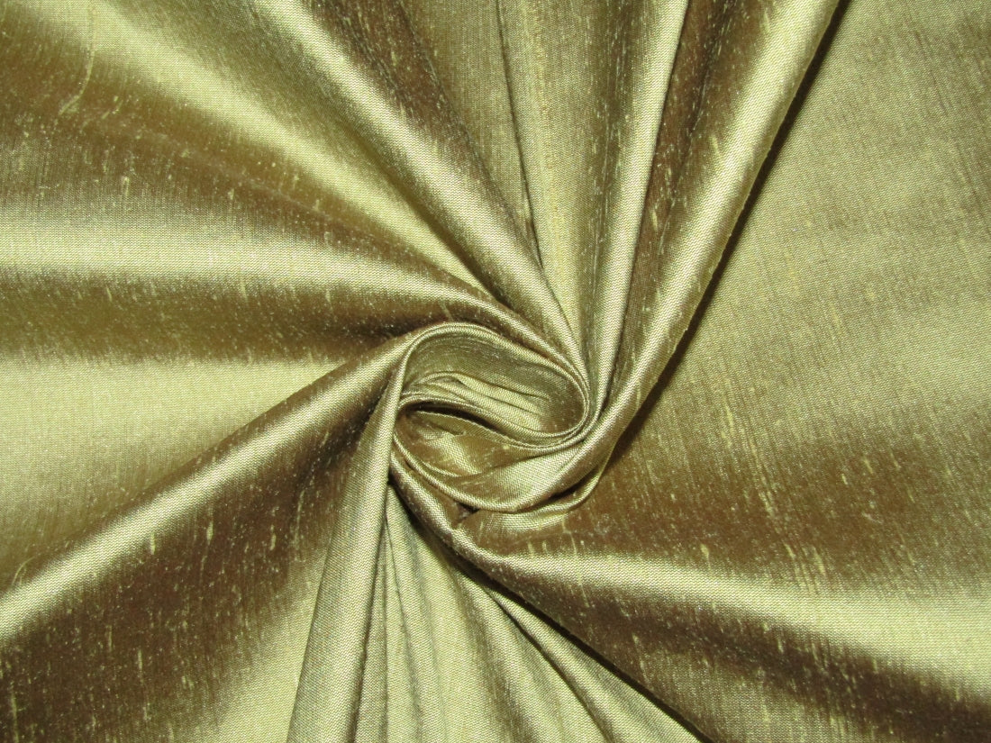 100% pure silk dupion fabric olive green x brown color 54" wide DUP150