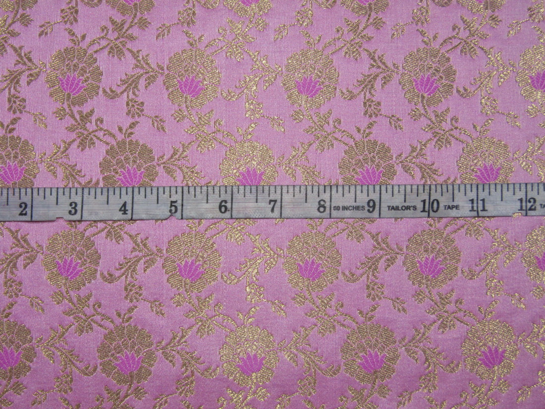 Silk Brocade fabric pink x metallic gold color 44" wide BRO757B[2]