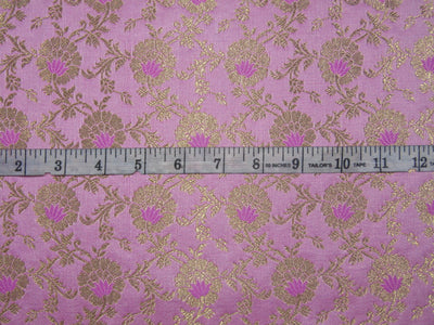 Silk Brocade fabric pink x metallic gold color 44" wide BRO757B[2]