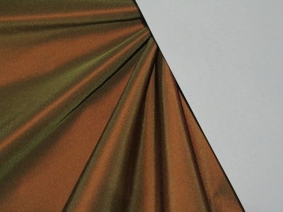 Pure SILK TAFFETA FABRIC Rusty Brown x Golden Green color 54" wide TAF54[2]/TAF52[4]