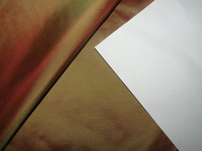 Pure SILK TAFFETA FABRIC Rusty Brown x Golden Green color 54" wide TAF54[2]/TAF52[4]