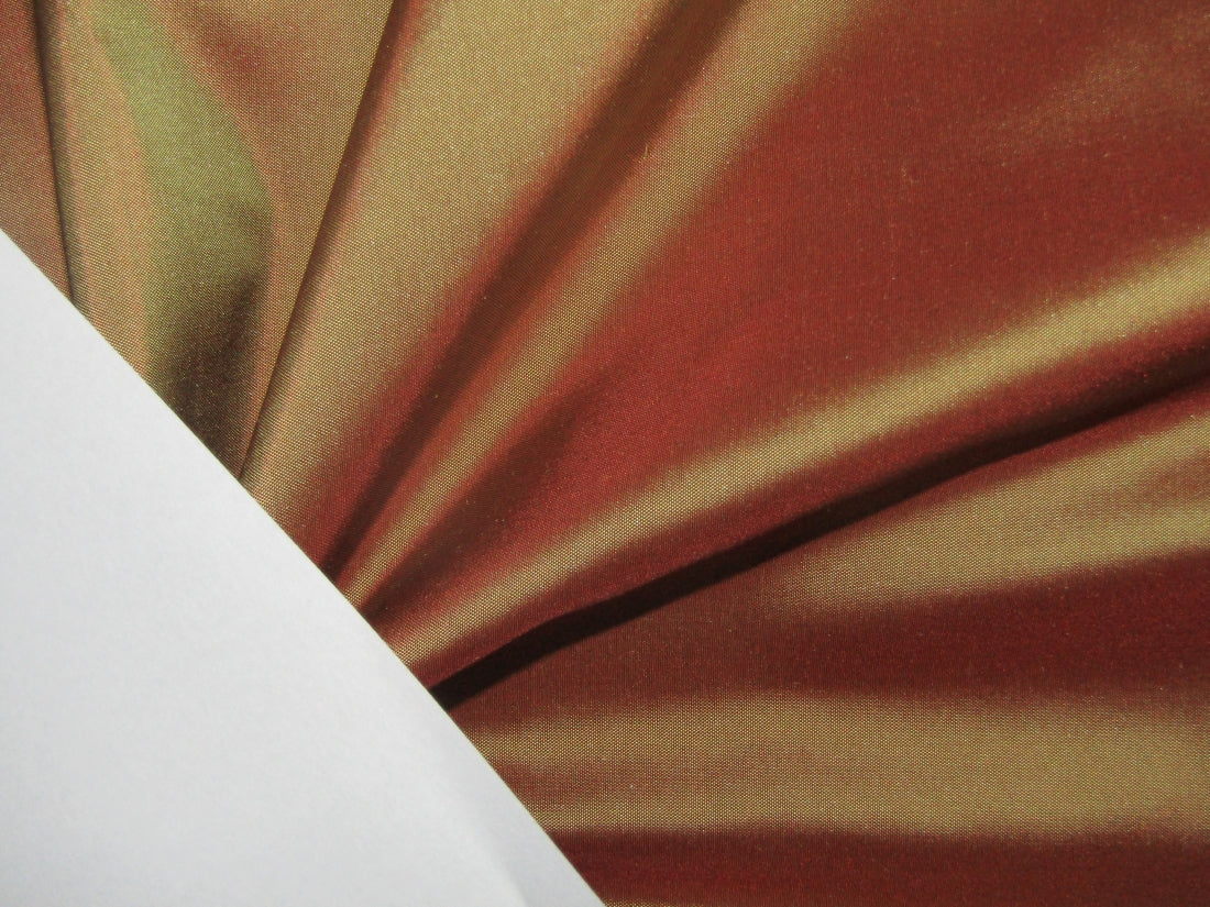 Pure SILK TAFFETA FABRIC Rusty Brown x Golden Green color 54" wide TAF54[2]/TAF52[4]