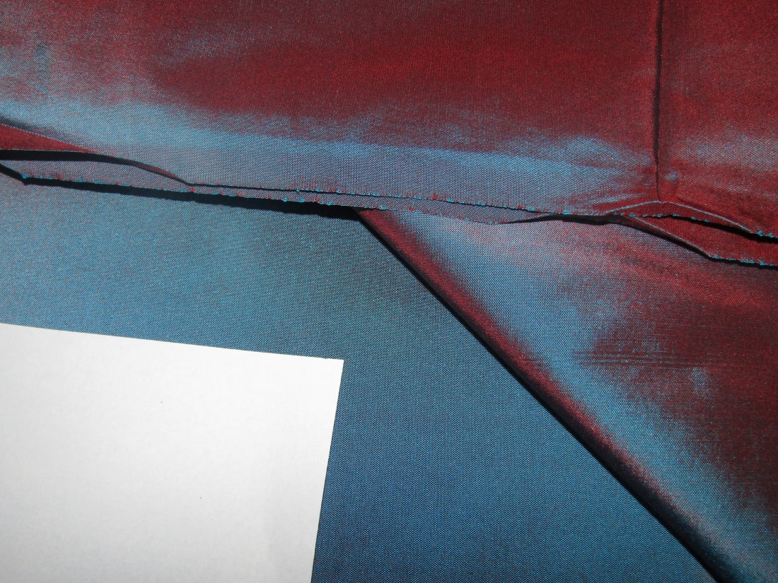 100% Silk taffeta fabric bright blue x wine iridescent 54" wide TAF192[2]