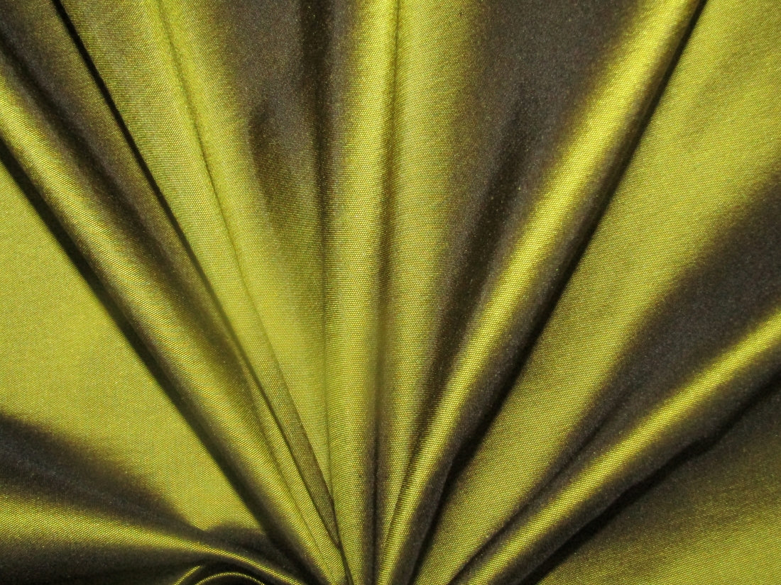 100% Pure SILK TAFFETA FABRIC Iridescent Yellow x Black color 54" wide TAF218