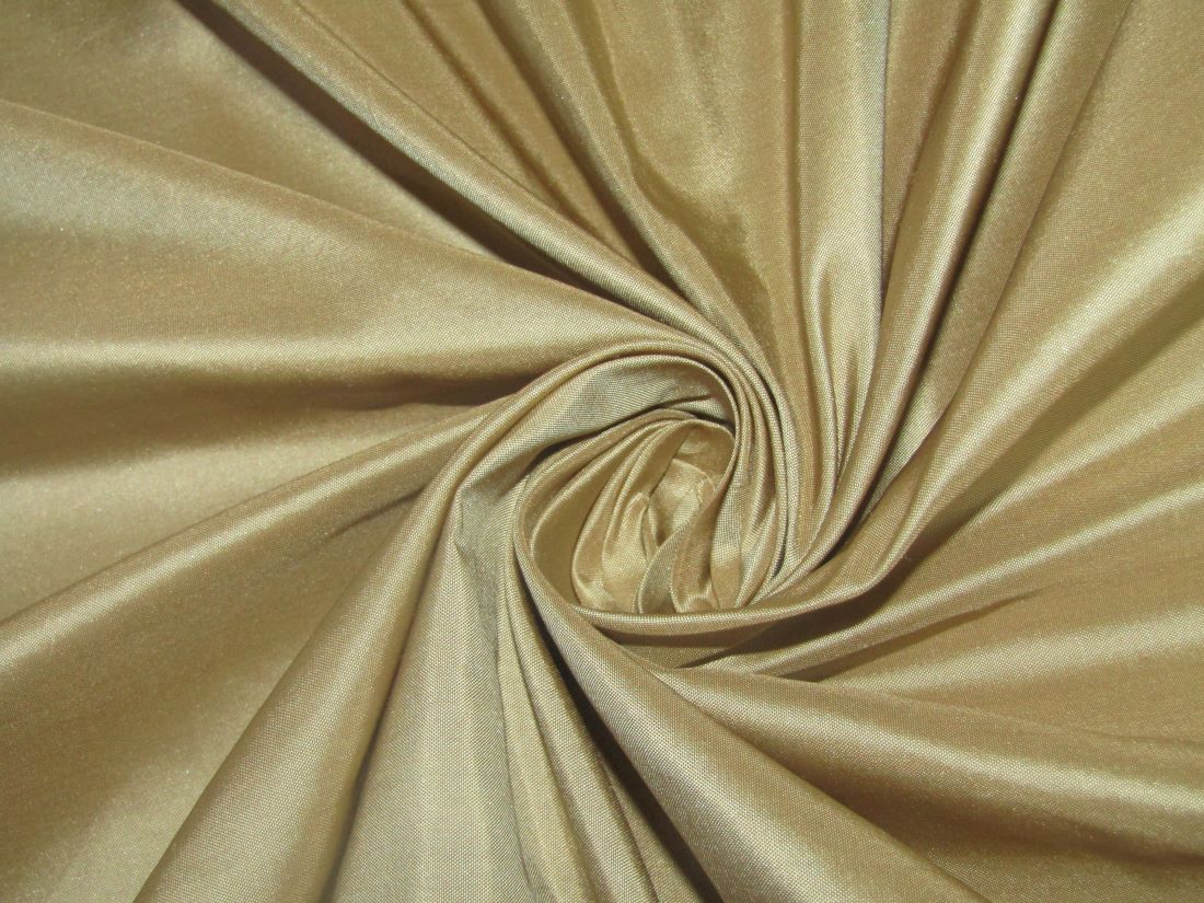 100% Pure SILK TAFFETA FABRIC dina beige gold color 54" wide TAF235