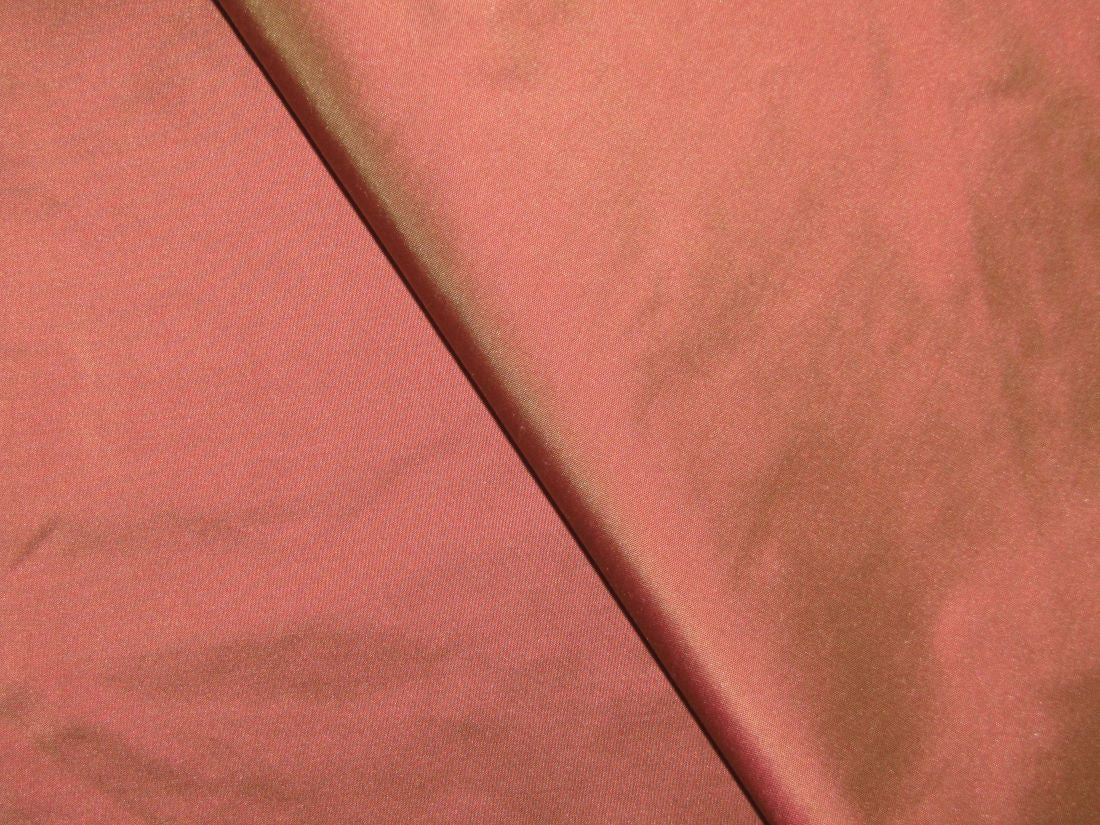 100% PURE SILK TAFFETA FABRIC IRIDESCENT BUBBLEGUM X LIGHT BROWN 54" wide TAF246