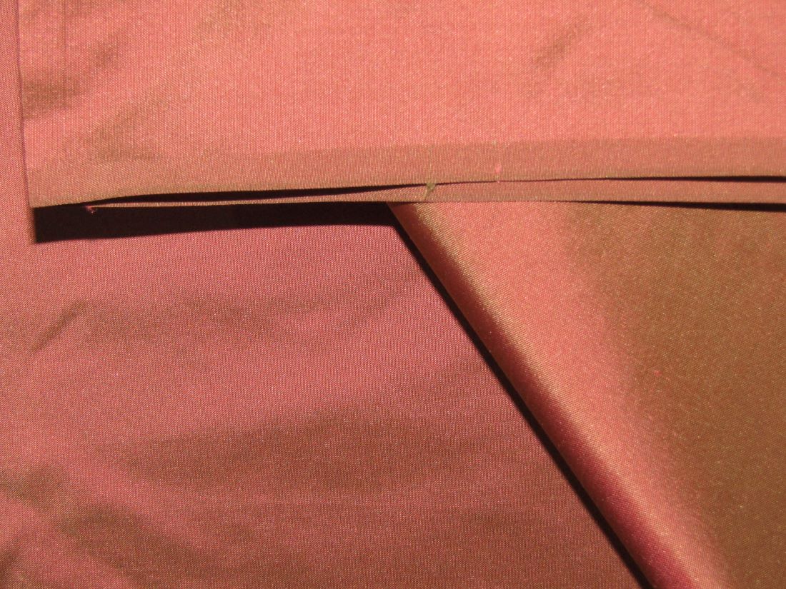 100% PURE SILK TAFFETA FABRIC IRIDESCENT BUBBLEGUM X LIGHT BROWN 54" wide TAF246