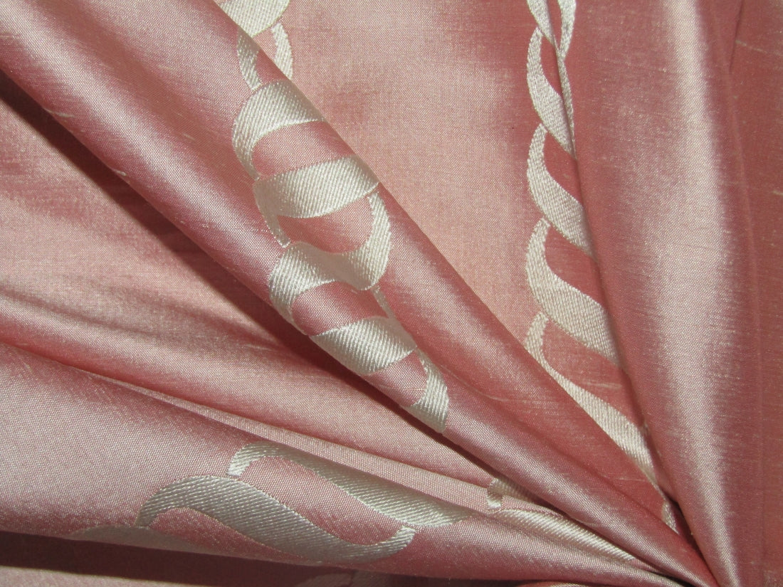 100% silk dupion DUSTY ROSE w/ white jacquard DUPSJ4[1]