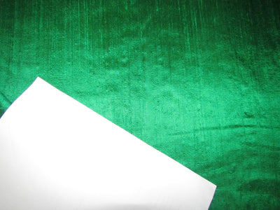 100% PURE SILK DUPIONI FABRIC EMERALD GREEN colour 44" wide WITH SLUBS MM57[6]