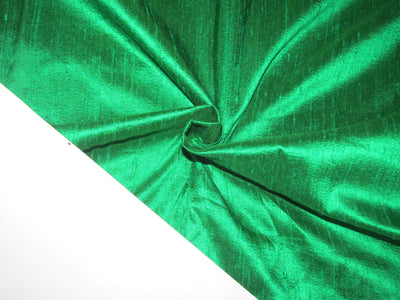 100% PURE SILK DUPIONI FABRIC EMERALD GREEN colour 44" wide WITH SLUBS MM57[6]
