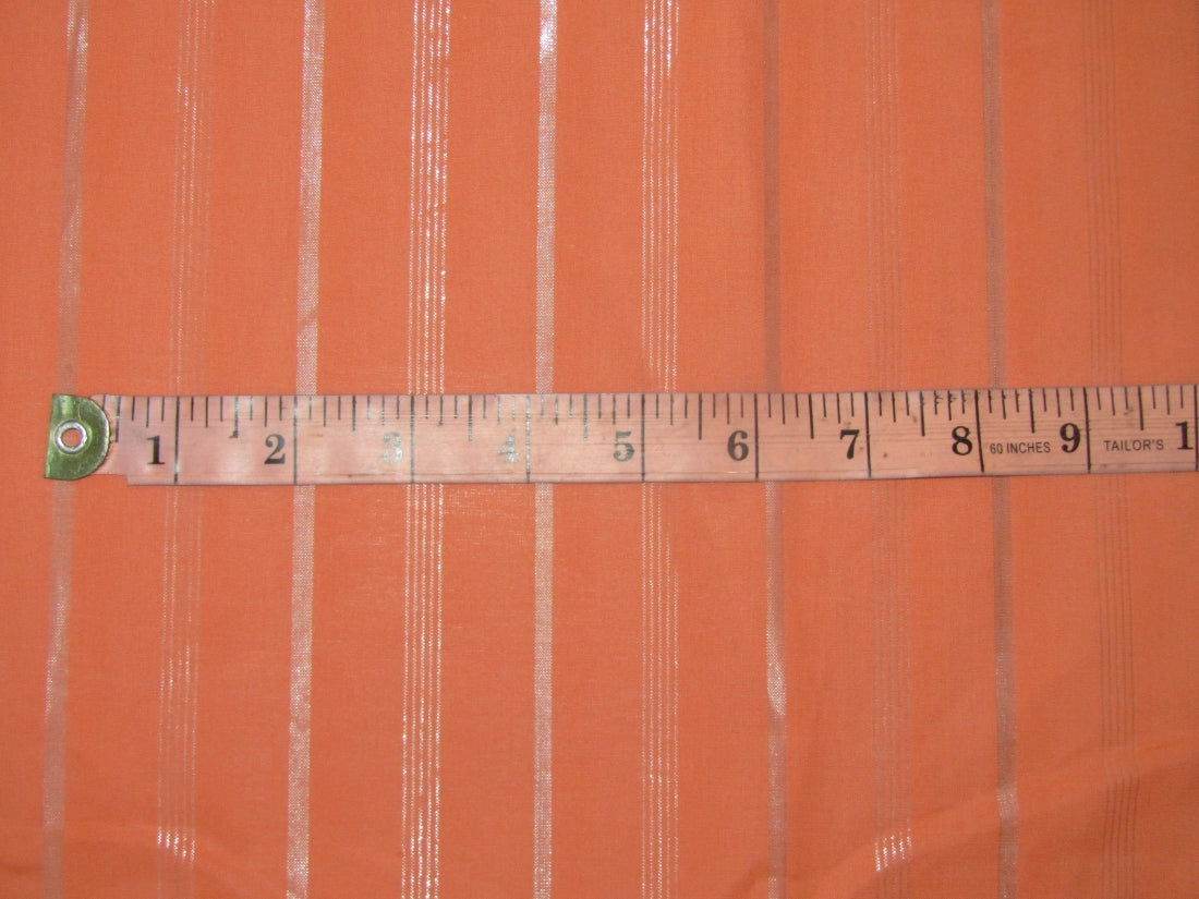 100% pure cotton fine voile peach with silver lurex stripe 44" wide available in two colors peach and yellow [13005/06]
