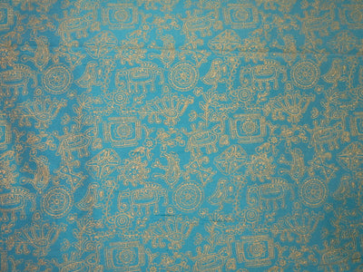 100% silk Dupion fabric BLUE with gold print 40" WIDE 27mm 54" WIDE DUPPRINT40[1]