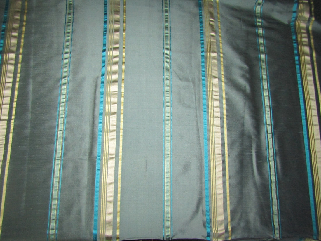 Silk Dupioni with Satin Stripes blue, grey. yellow color 54" wide DUPSS2[1]