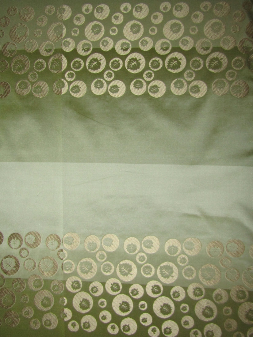 100% SILK TAFFETA FABRIC Light & Dark Green With Jacquard 54" wide TAF#SJ1