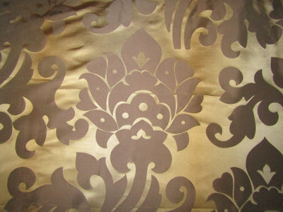 HEAVY SILK DAMASK JACQUARD FABRIC BEIGE X GOLD COLOR TAF#J18