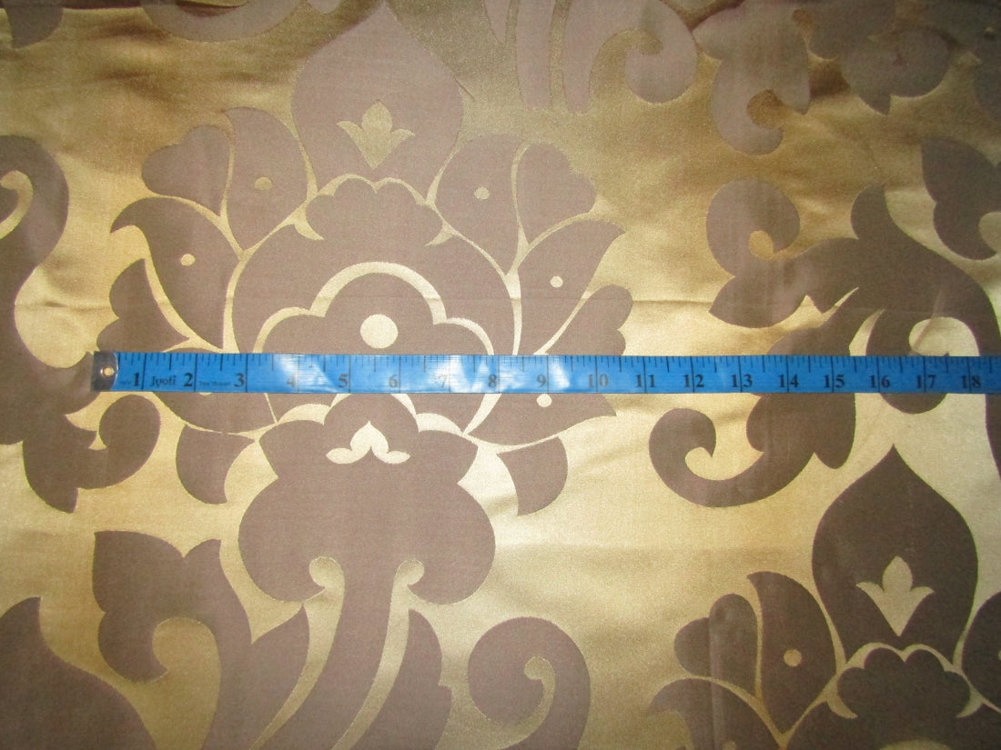 HEAVY SILK DAMASK JACQUARD FABRIC BEIGE X GOLD COLOR TAF#J18