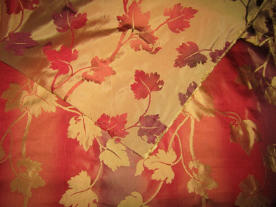 HEAVY SILK DAMASK JACQUARD FABRIC RED,BROWN AND GOLD WITH STRIPES TAF#J19[1]
