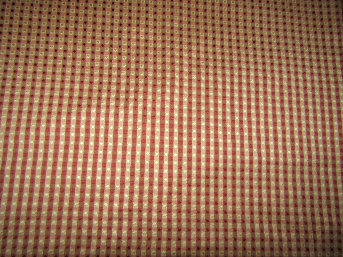 SILK TAFFETA FABRIC Pink & Cream color plaids with jacquard 54" wide TAFCJ6