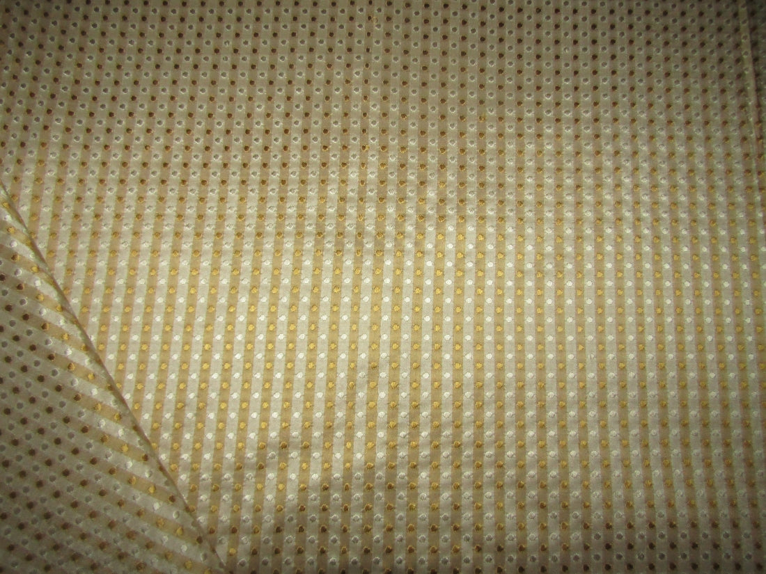 SILK TAFFETA FABRIC Light Gold & Cream color plaids with jacquard 54" wide TAFCJ7