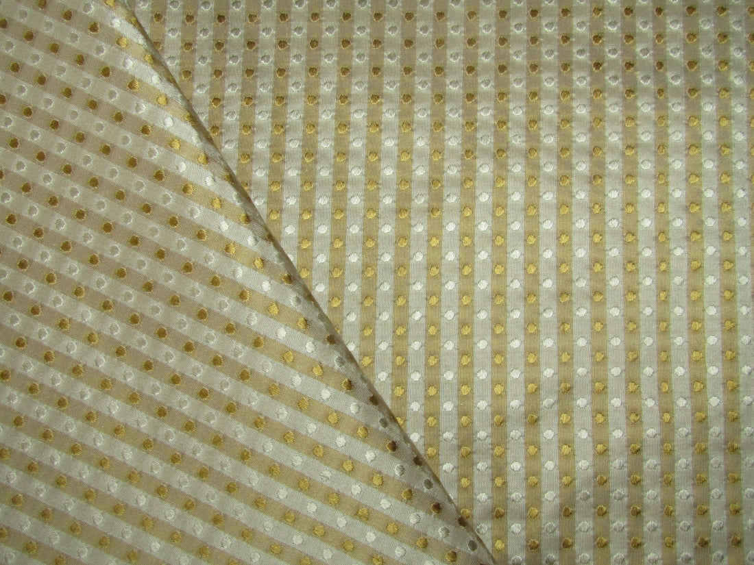 SILK TAFFETA FABRIC Light Gold & Cream color plaids with jacquard 54" wide TAFCJ7