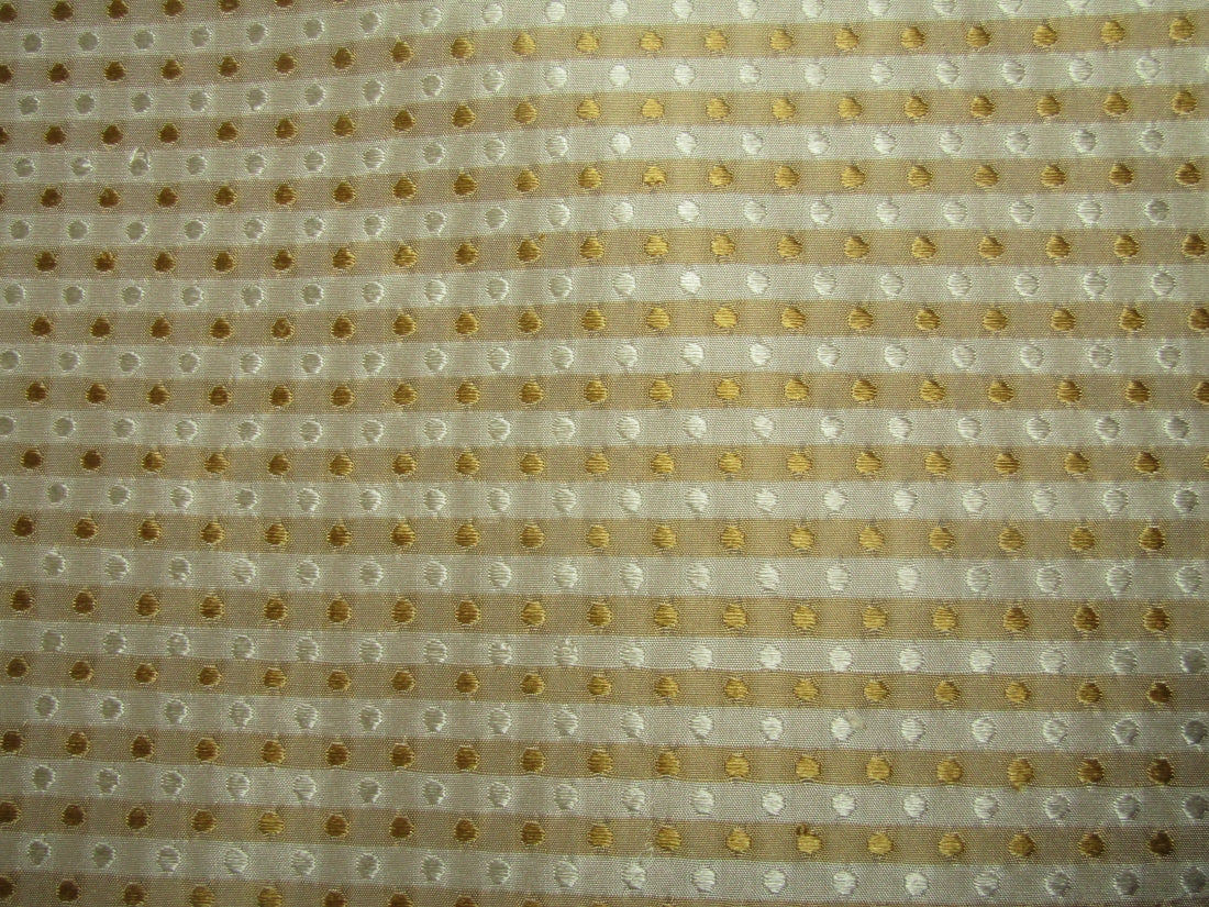 SILK TAFFETA FABRIC Light Gold & Cream color plaids with jacquard 54" wide TAFCJ7