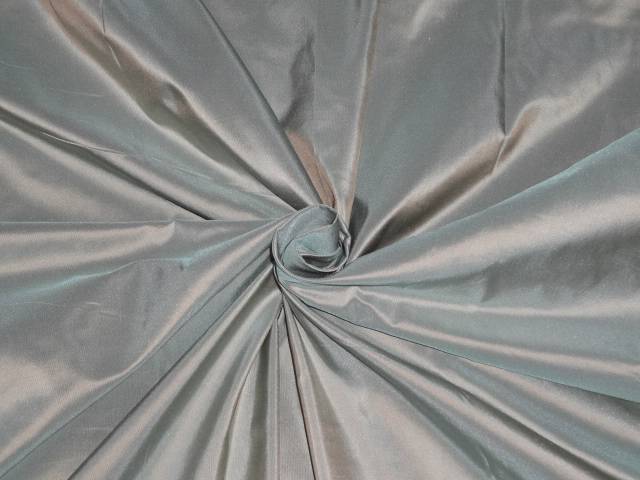 100% PURE SILK TAFFETA FABRIC RICH PALE GREEN WITH LIGHT GOLD SHOT color 54" wide TAF32[1]