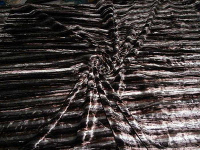 100% Crushed Velvet Brown Stripe Discharge Print Fabric ~ 44&quot; wide