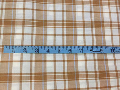 100% cotton cambric brown and ivory plaids 58&quot; wide