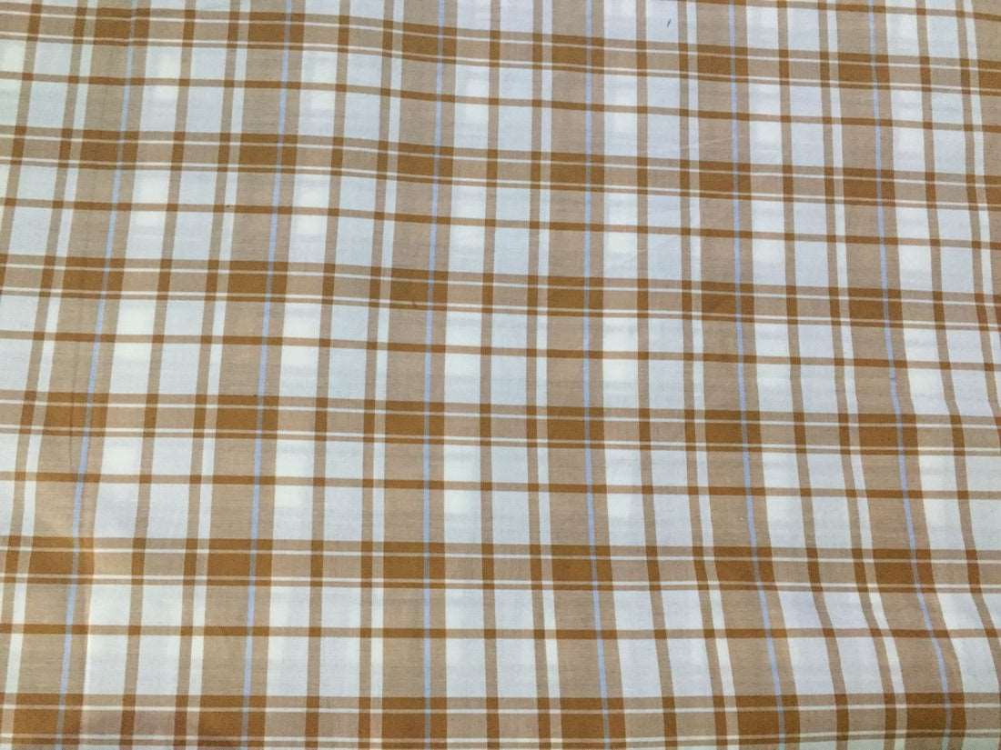 100% cotton cambric brown and ivory plaids 58&quot; wide