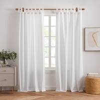 100% Cotton Gauze Tab Curtain, 44 inches X 108 inches*IVORY  colour Tab OR Rod top OR Pencil Pleated OR Rod Top With Fringe Sheer Curtains