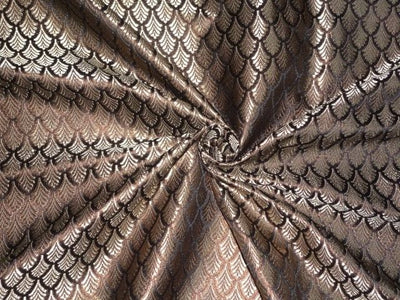 Silk Brocade Fabric Black, Golden Brown & Light Gold Color 44" wide BRO307[2]