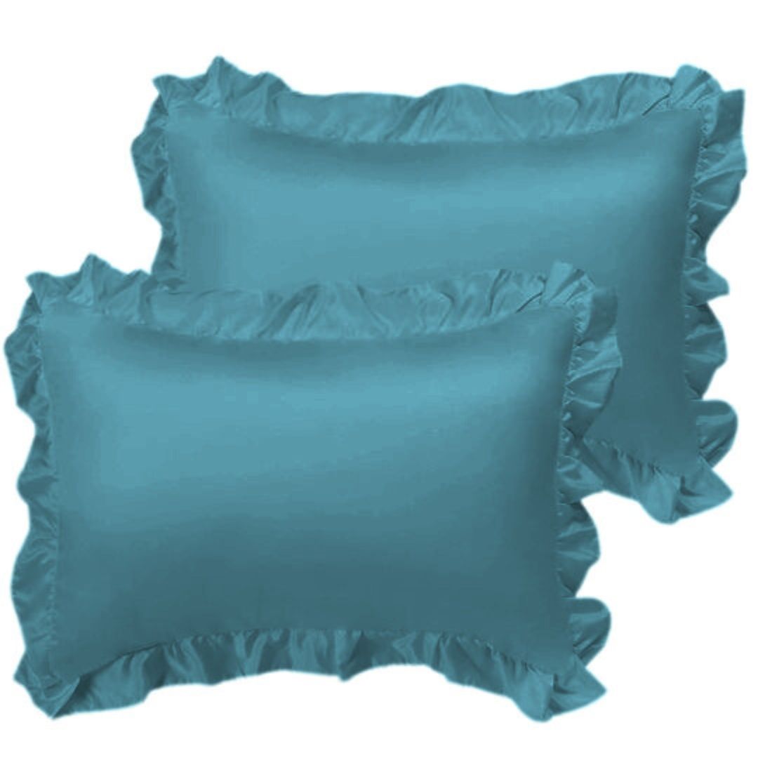 Pure silk satin pillows with fringe  ( Set of 2)