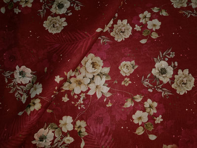 100% linen Floral digital print fabric 44" wide available in two colors burgundy and green[13051/13053]