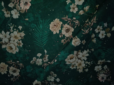 100% linen Floral digital print fabric 44" wide available in two colors burgundy and green[13051/13053]