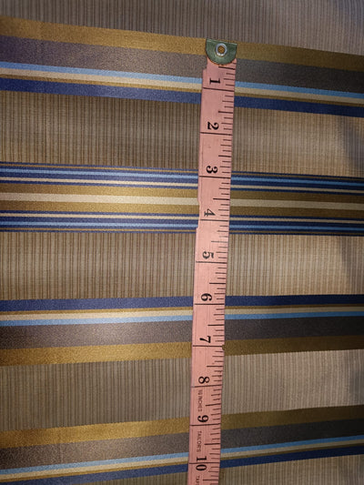 100% SILK TAFFETA FABRIC gold beige/blue with satin stripes 54" wide TAF#S130[1]