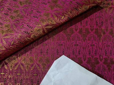 Silk Brocade Vestment Fabric Pink,Gold & Black color 44" wide BRO148[1]