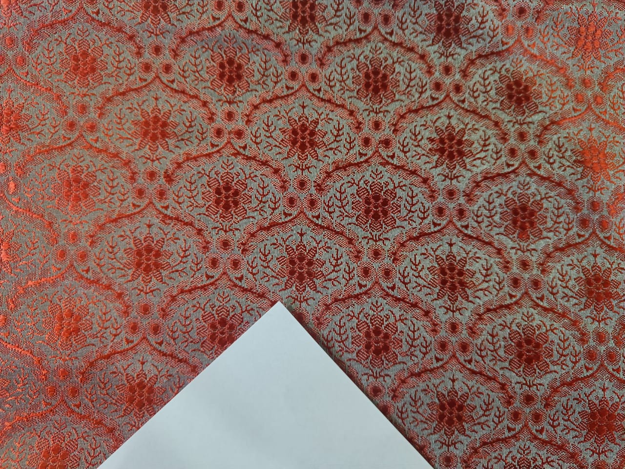 Silk Brocade Fabric Pretty orange and Blue 44" wide BRO137[2]