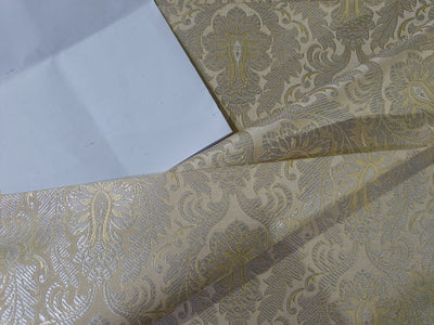 Silk Brocade fabric Light Gold & Metallic Silver Color 44" wide BRO228[1]