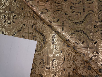 Pure SILK BROCADE vestment FABRIC Gold & Black color 44" wide BRO222[3]