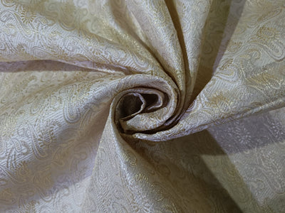 Spun Silk Brocade fabric Light Gold & Metallic Gold Color 44" wide BRO212[3]