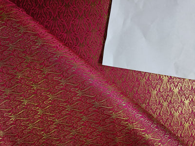 Pure Silk Brocade fabric Hot Pink & Metallic Gold COLOR 44" wide BRO216[1]