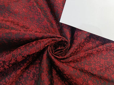 SILK BROCADE FABRIC Dark Wine & Black color 44" wide BRO209[2]