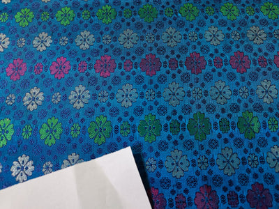 Silk Brocade fabric Green,Blue,Pink & Metallic Silver color 44" wide BRO206[7]