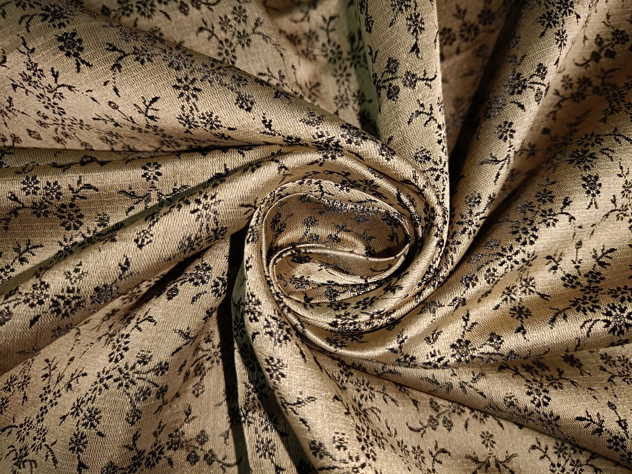 Silk Brocade fabric Dusty Grey & Black color 44" wide BRO200[3]
