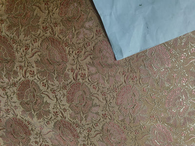 Silk Brocade fabric Light Gold & pink color 44" wide BRO202[4]